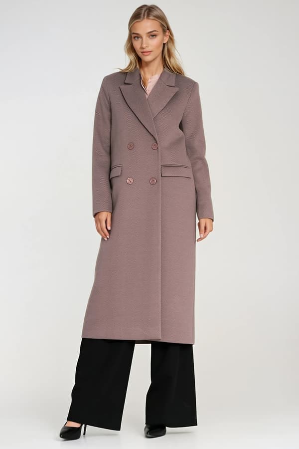 Elegant dubbelknäppt kappa - beige 36