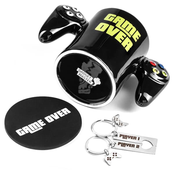 GAME OVER-SET: mugg, underlägg, nyckelringar