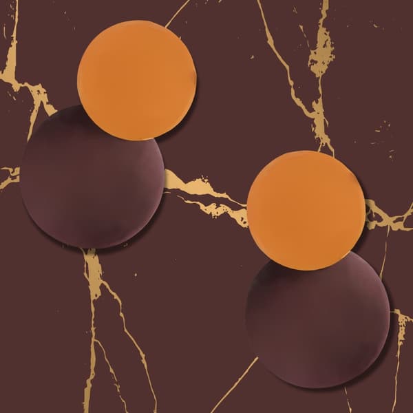 Vinröda orange retro örhängen ST170