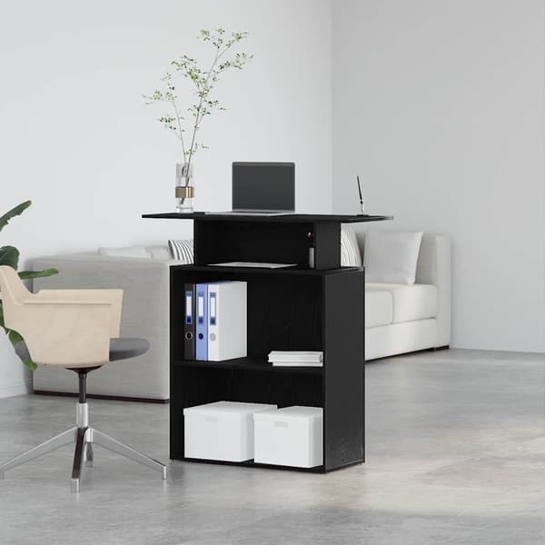 vidaXL receptionsdisk sort 100x40x104 cm limet træ