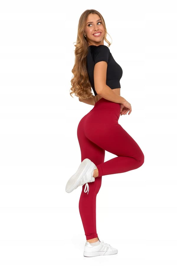 MORAJ ribbade leggings med hög midja röda S/M