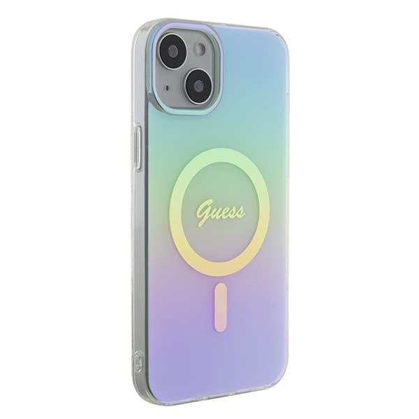 Guess IML Iridescent MagSafe-etui til iPhone 15 Plus, turkis
