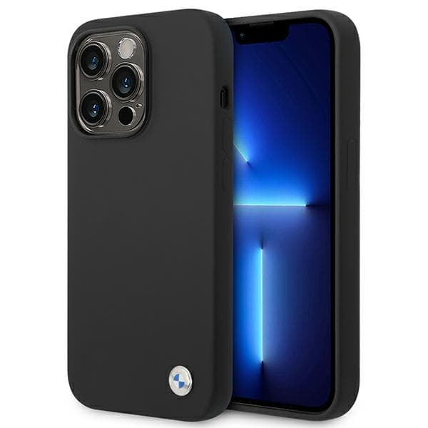 BMW Silikone Metal Logo Cover til iPhone 14 Pro Max, Sort
