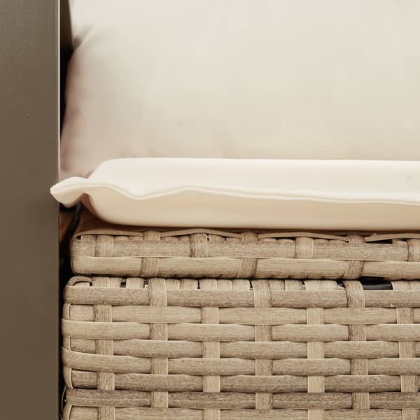 vidaXL Trädgårdssoffa med kuddar, 2-sits, beige, polyrotting