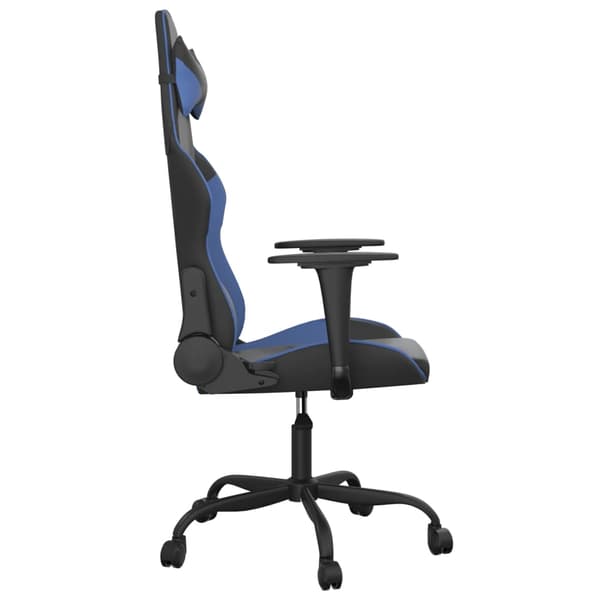 vidaXL massage-gamingstol, sort og blå, kunstlæder