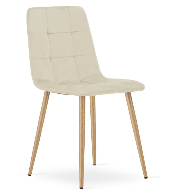 KARA stol - ljusbeige sammet / träfärgade ben x 2