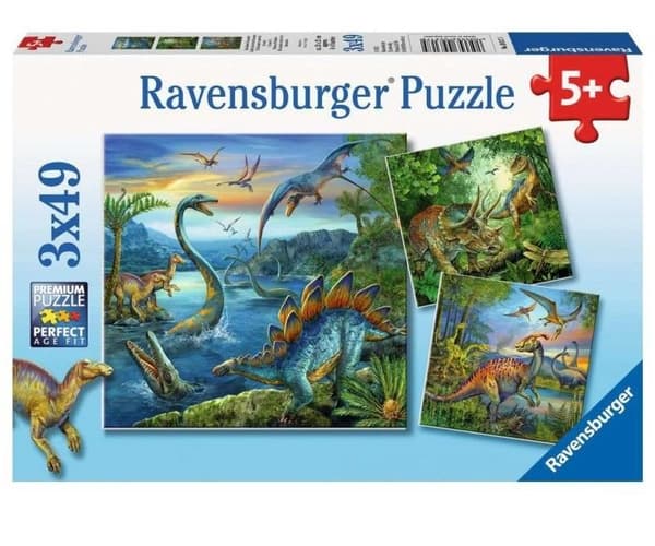 Pussel 3x49 Fascination med dinosaurier