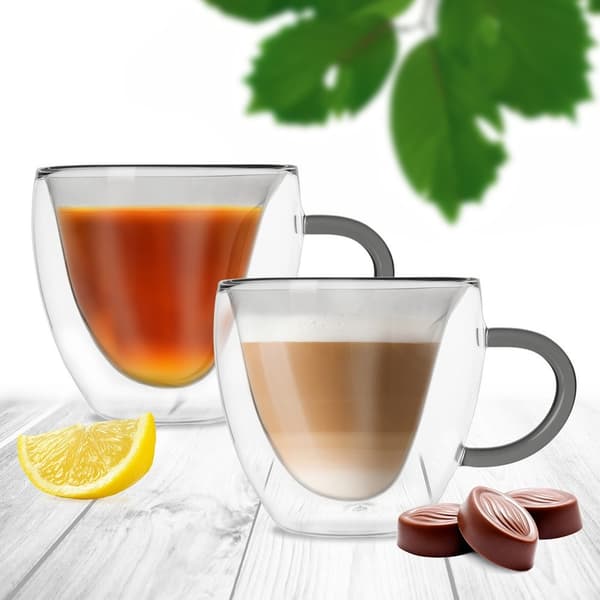 DUBBELVÄGGIGA TERMOGLAS FÖR KAFFE OCH TE 280 ML 2 BITAR