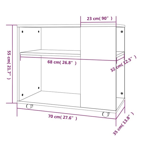 vidaXL sidebord brunt egetræ 70x35x55 cm