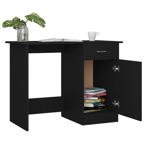 vidaXL skrivebord, sort, 100x50x76 cm, spånplade