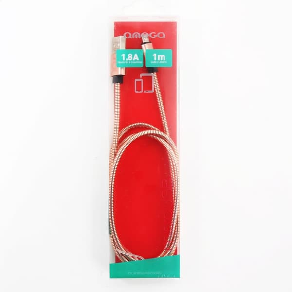 OMEGA METALKABEL MICRO USB TIL USB 1.8A 1M ROSAGOLD [44207]