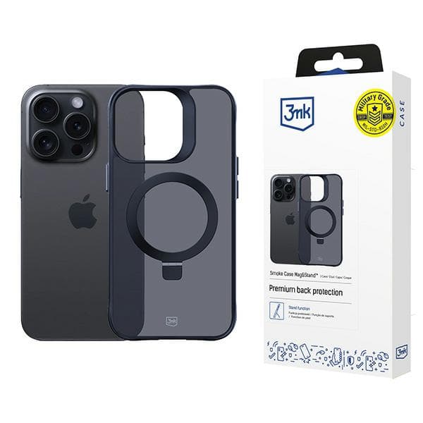 3mk Smoke Case Mag&Stand cover til iPhone 15 Pro Max