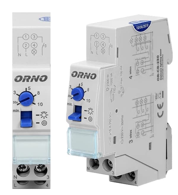 LED-trapptimer för DIN-skena 2300W 10A 3-4 trådar