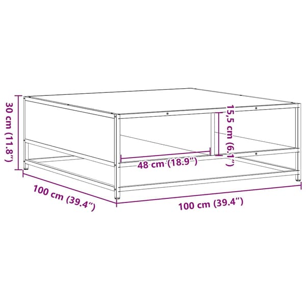 vidaXL sofabord brunt egetræ 100x100x30 cm