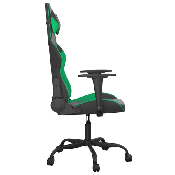 vidaXL gamingstol, sort og grøn, kunstlæder