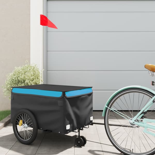 vidaXL cykelanhænger, sort og blå, 30 kg, jern