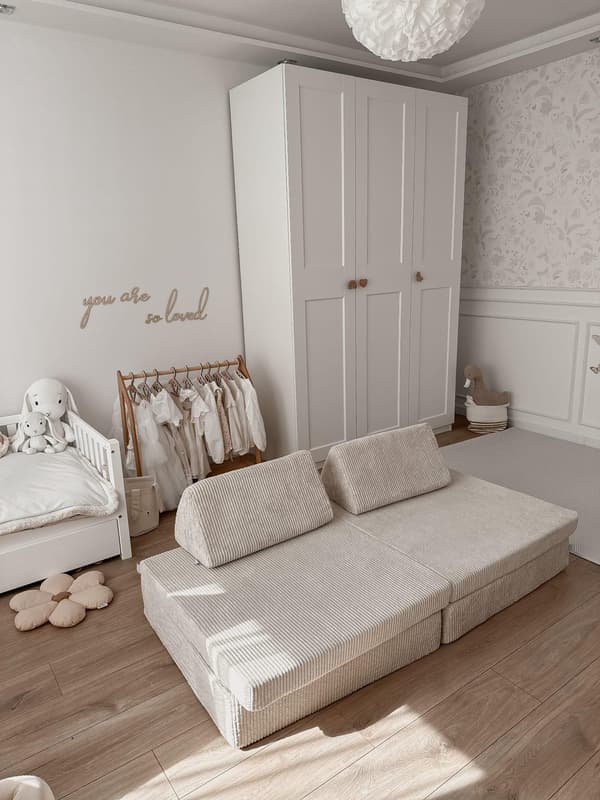 Stor beige manchestersoffkudde