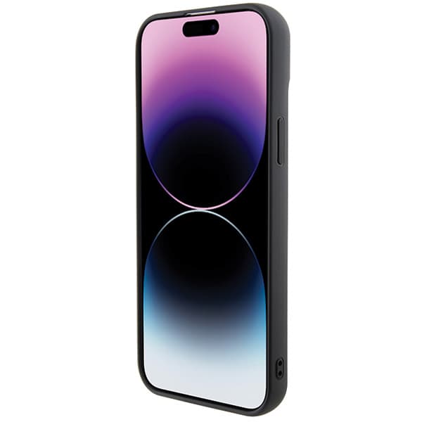 Karl Lagerfeld 3D gummicover med flere logoer til iPhone 15 Plus, sort