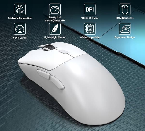 Attack Shark R1 Gamingmus Trådlös Bluetooth 2.4Ghz