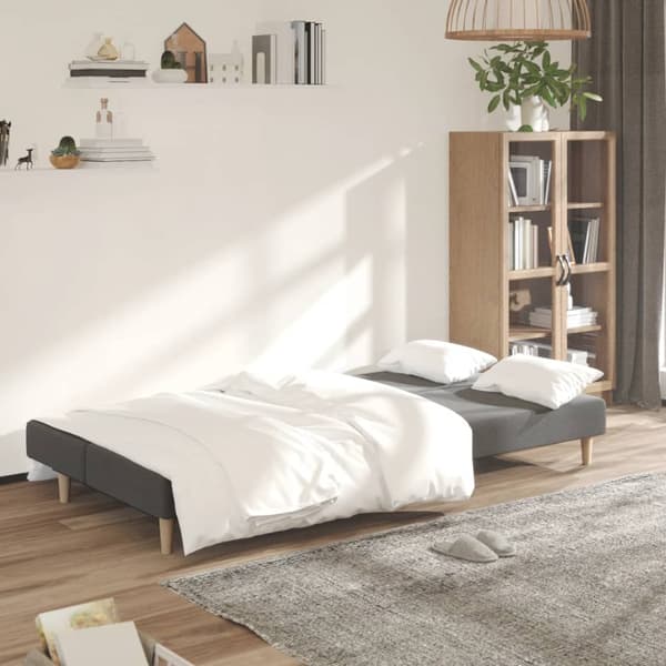 vidaXL 2-sits bäddsoffa, ljusgrå, klädd i tyg