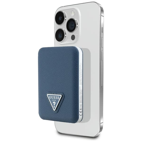 Guess Grained Triangle Inductive Power Bank 5000mAh 15W USB-C MagSafe Sininen