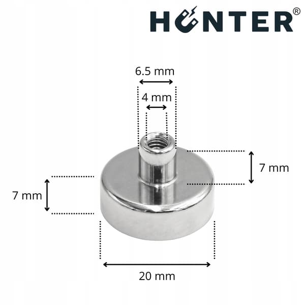 Neodymmagnetholder i hus, indvendig gevind D20x7mm M4