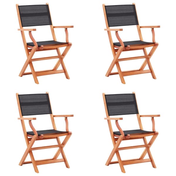 vidaXL foldbare havestole 4 stk. sort, eukalyptus og textilene
