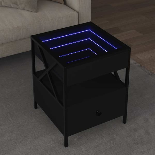 vidaXL Infinity LED natbord sort 40x40x51 cm