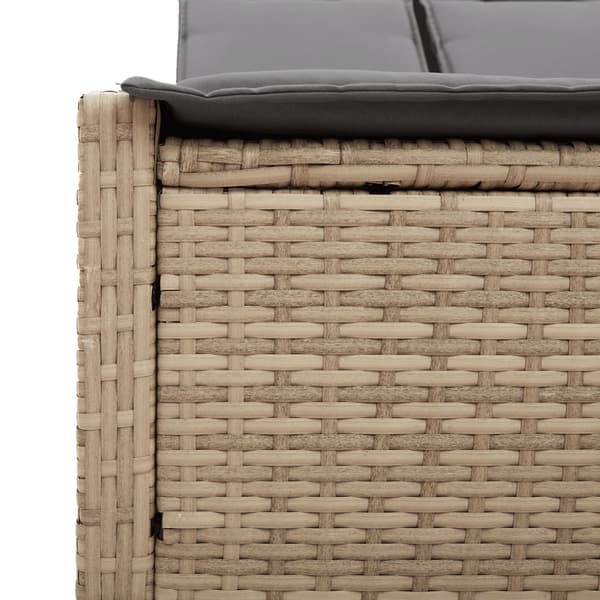vidaXL Dubbel dagbädd med kuddar, beige, polyrotting