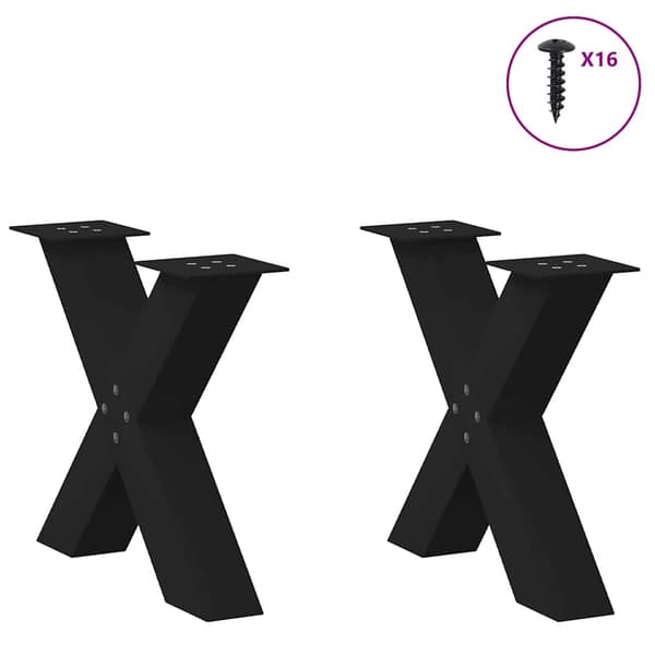 vidaXL X-formede sofabordsben 2 stk. sort stål