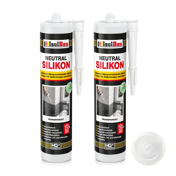 IsolBau Neutral Silikon Transparent Neutralkisel 2 x 300ml