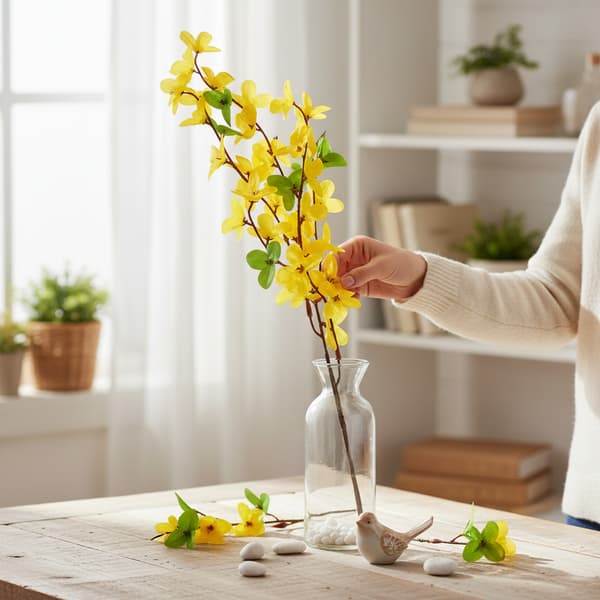 Forsythia kunstige blomster dekorative grene påskegul