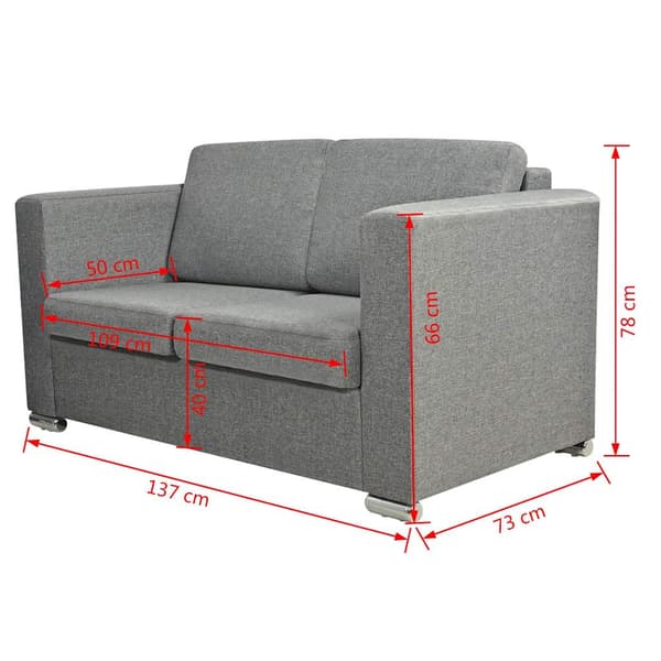 vidaXL 2-personers polstret sofa lysegrå