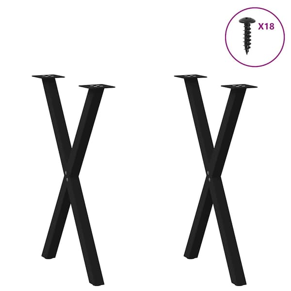 vidaXL spisebordsben, 2 stk., sort, 60x(72-73) cm, stål