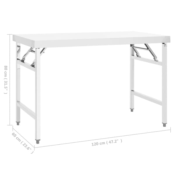vidaXL foldbart køkkenbord 120x60x80 cm rustfrit stål