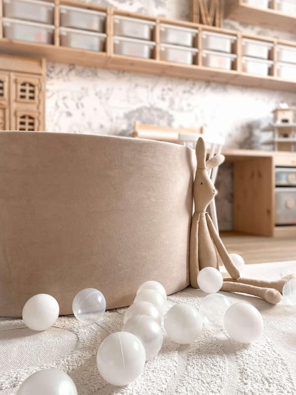 Tør pool 110x40cm fløjlsblød beige uden bolde