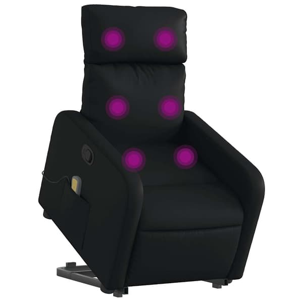 vidaXL massagestol med løftefunktion, lænestol, sort, kunstlæder