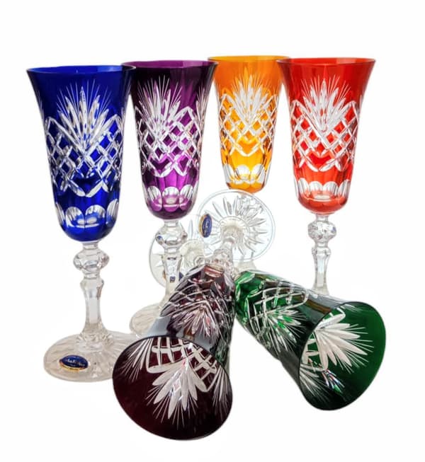 Färgglada kristall champagneglas 150ml Ananas