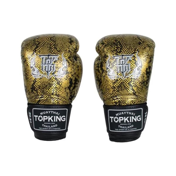 Top King Super Star Snake Muay Thai Boksehandsker 10OZ Sort/Guld