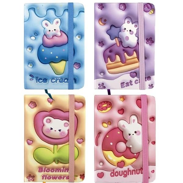 Notesbog A7/80K PU line Rabbit 81142 mix