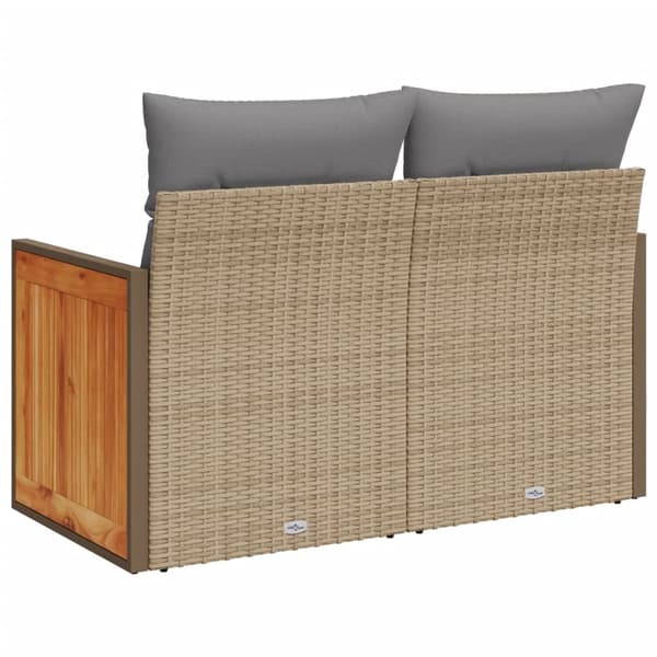 vidaXL Trädgårdssoffa med kuddar, 2-sits, beige, polyrotting