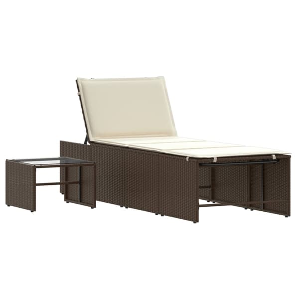 vidaXL Solstolar med bord, set om 2, brun, polyrotting