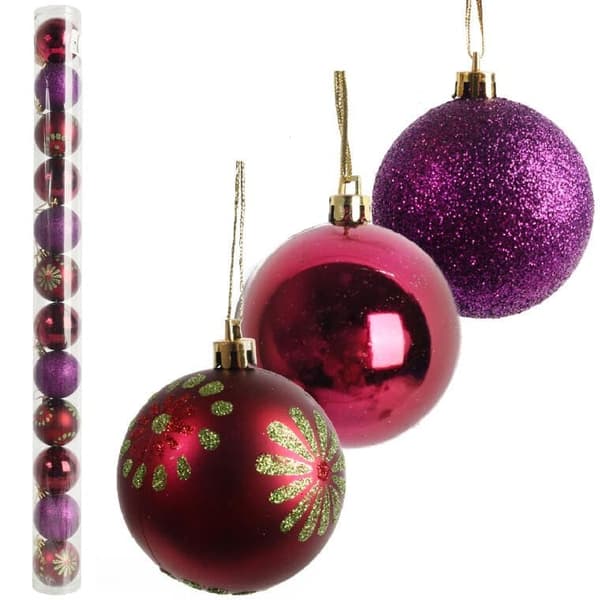 SET MED 12 PLASTBOLLAR 6 CM LILA