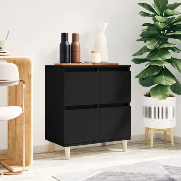 vidaXL kommode, sort, 60x35x70 cm, træbaseret materiale