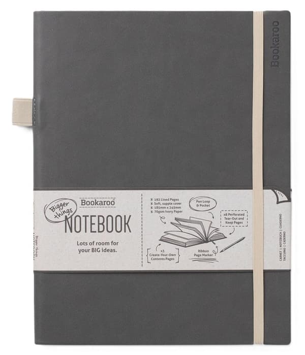 Bookaroo Notesbog Stor - Grå