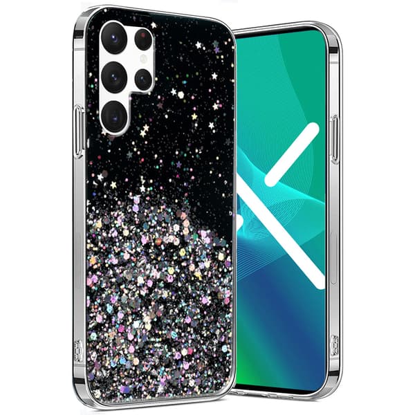 Samsung Galaxy S22 Ultra 5G cover, glitrende, sort
