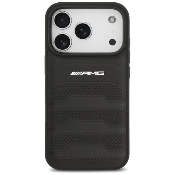 AMG Lædercover med Prægede Linjer og Logo til iPhone 17 Pro Sort