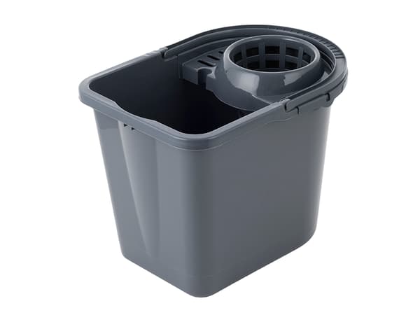 Rektangulær plastikspand med klemme 15 l mørkegrå - Ben