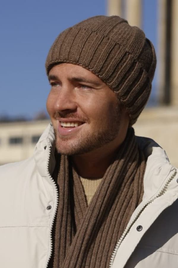 BEN herrhatt - brun, 80% ull, ribbad mudd