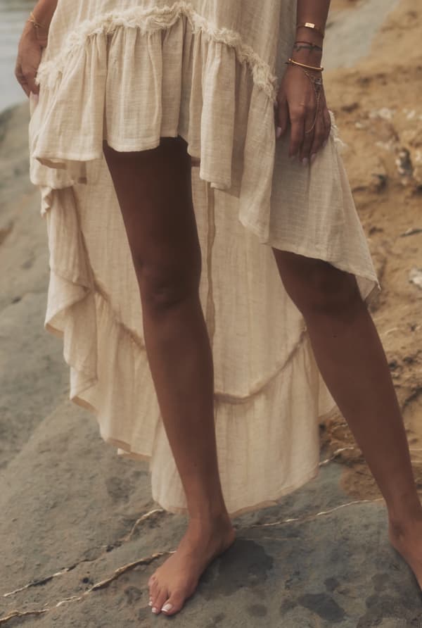 Bina - Boho beige maxikjole ONE SIZE